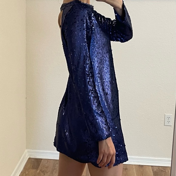 nasty gal blue sequin dress Blue Plus Size Sequin Star And Heart Mini Dress